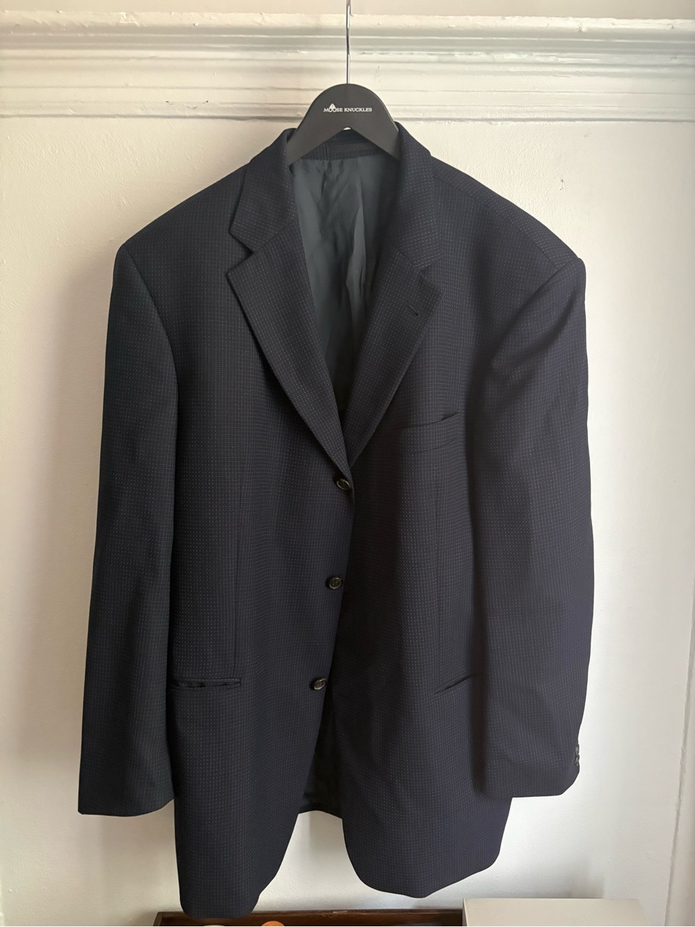Hugo Boss Dark Navy Textured Single-Breasted Blazer Loro Piana Fabric